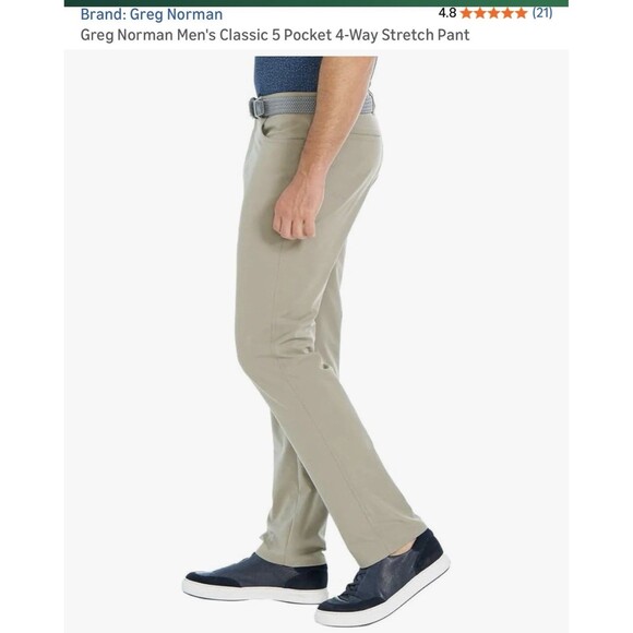 NWT Greg Norman Ultimate 5 Pocket Men's 34 X 34 Stretch Golf Pants Olive Green - Picture 3 of 7